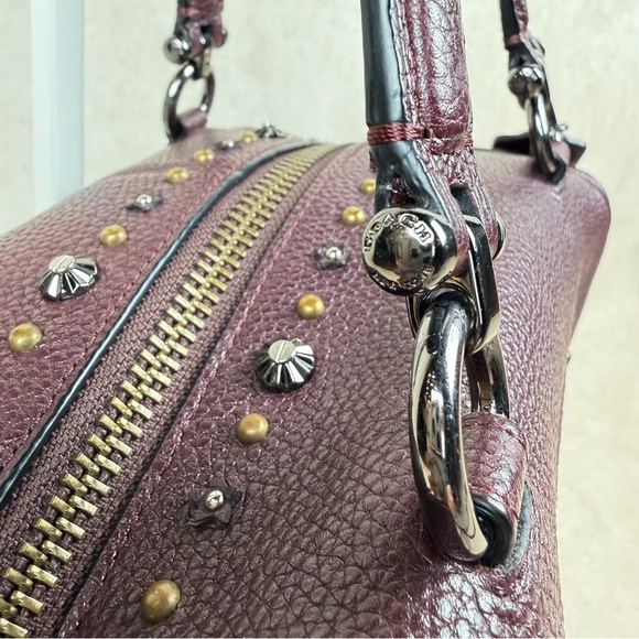 Coach Primrose Willow Floral Appliqué Leather Satchel Oxblood Gunmetal Hardware - Picture 16 of 17